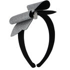 Girls Black & Silver Bow Headband, 2, hi-res